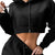 NEW Hooded Crop Top Sweatshirt + Sweatpants Sports 2 Piece Matching Sweatsuits