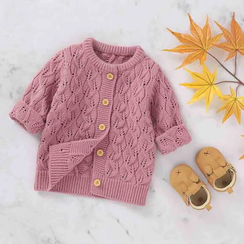 Baby Girls Flower Cardigan Sweater- Newborn Toddler Knit Coat- Baby Clothes Outerwear Jacket