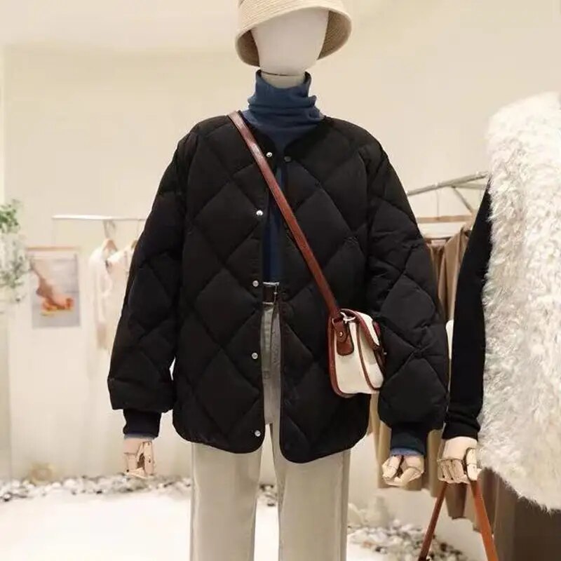 Simple Stylish Warm Light Puff Jacket for Women- Loose w/Thicken Inside Outerwear