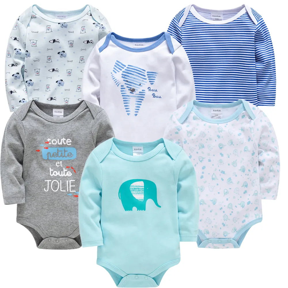 Baby Boys Girls Long Sleeve 6 PCS 3 PCS 100% Cotton 0-12 months Bodysuits -Newborn Baby Clothes Jumpsuit Clothing