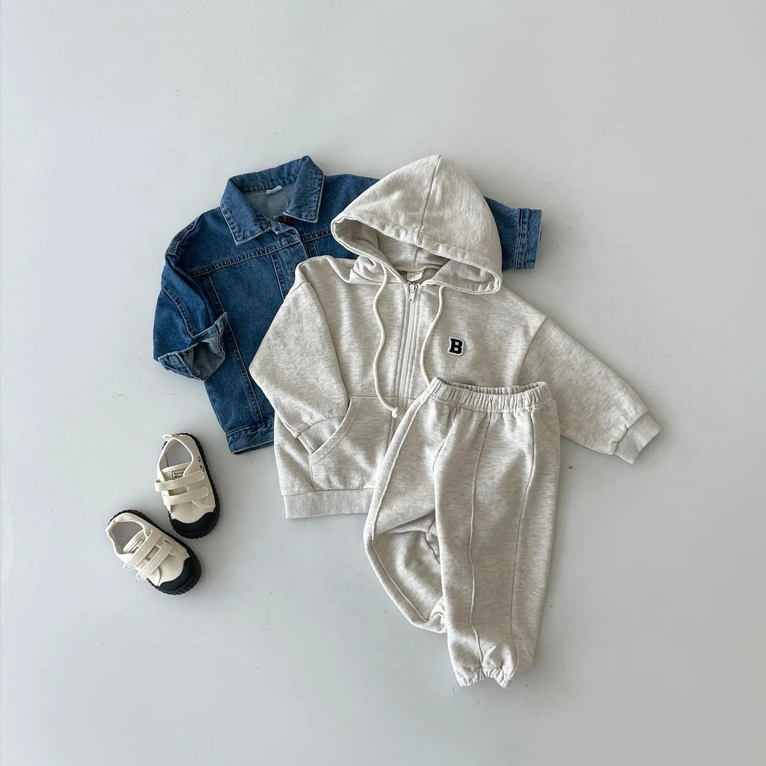 Baby Boys Joggers Jacket Hoodie +Elastic Sweatpant Sets- Kid's Full Zip Hooded Child Tracksuit for 1-5Y