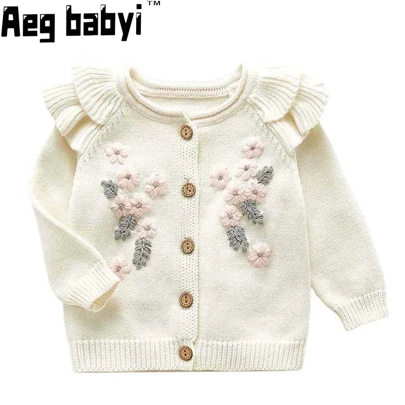 Baby Fashion Petals Collar Knitted Cardigan Jacket -Baby Infants Sweater Coat - Girls Cardigan Autumn Winter Sweaters
