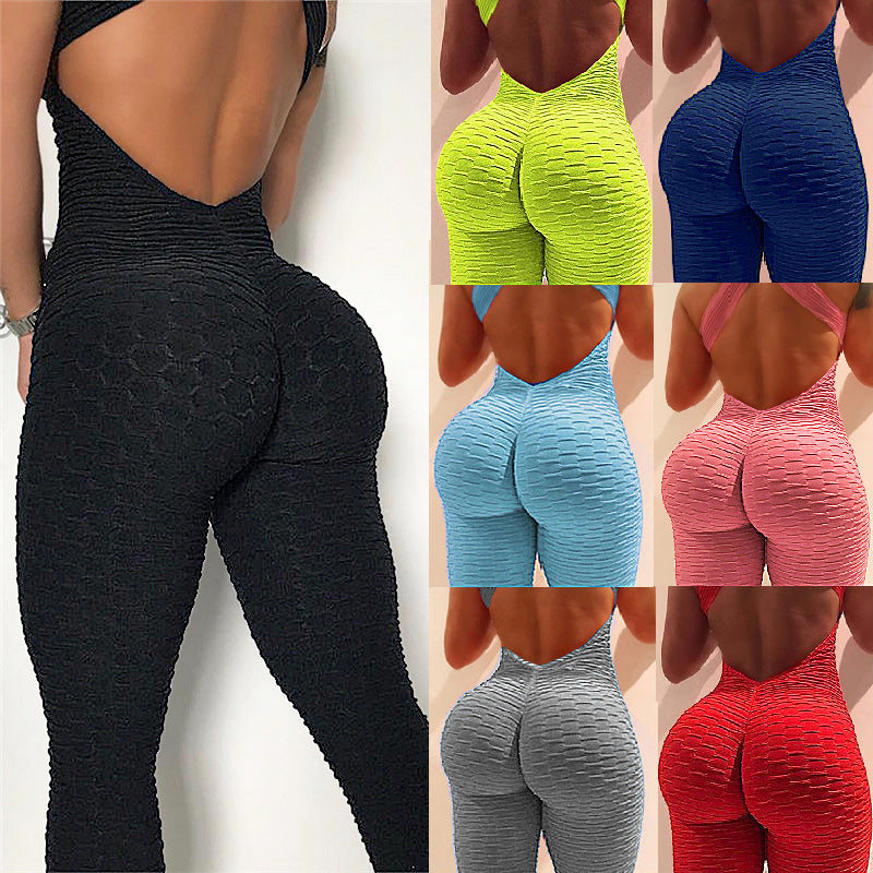 Sleeveless backless gym fitness bodysuit jumpsuits Exercise workout activewear sportswear gym