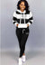 Women's two piece striped gym fitness exercise cheap striped hoodie Sweatpants sportswear set