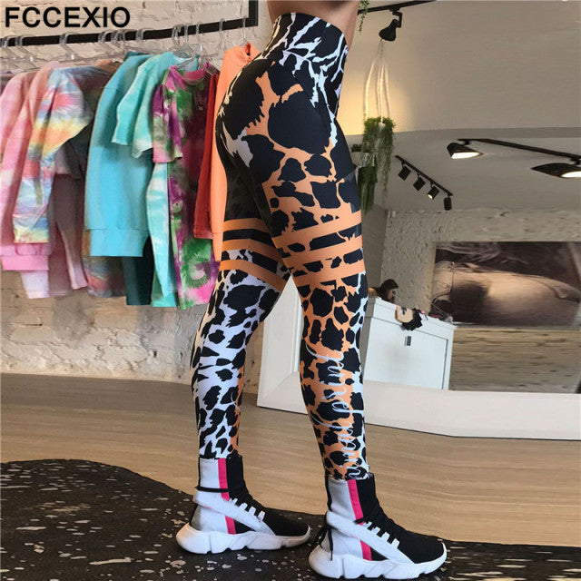Leopard print 3d push up buttlift leggings tights activewear sports fitness gym workout