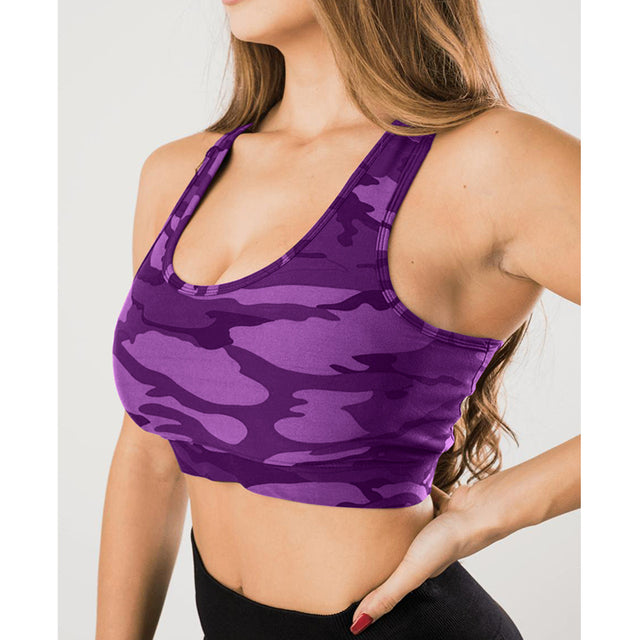 Plus size sleeveless camouflage crop top activewear sportswear gym workout yoga running sports fitness exercise bra sleeveless