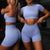 Yoga crop top short leggings activewear two piece sportswear gym set fitness running Exercise yoga