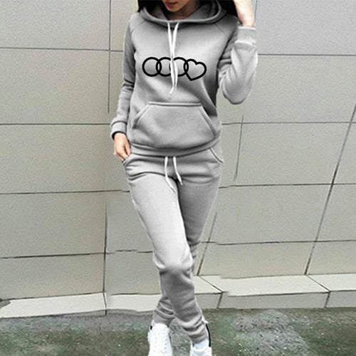 Two piece women's tracksuit hoodie Joggers Sweats sweatpants gym fitness exercise workout training Exercise