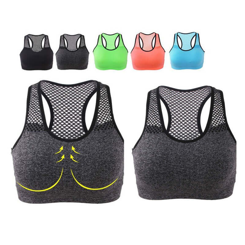 Padded sports bra absorbs sweat exercise running workout fitness exercise bra