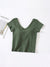 Women's Cotton Short Sleeve V-Neck T-Shirt with Bra Pads
